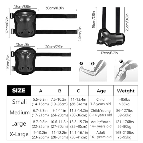 AIDY-PRO Roller Skate Pads Adult Knee And Elbow Pads For Roller Skating, Wrist Guards Skateboarding Protective Gear Adult Knee Pads For Men Women Skating Pads L - Thumbnail 6