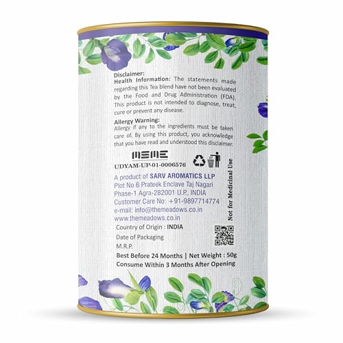 Image of The Meadows Butterfly Blue Pea Tea with Lemongrass Tea - 50g - 100 Cups | Caffeine-Free Herbal Blend with Floral Notes