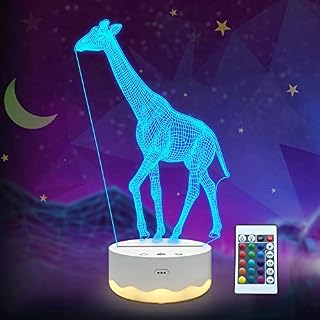 Giraffe Gifts, Giraffe Night Light, 3D Illusion lamp with Remote + Touch 16 Color Flashing Changing + Timer Desk Lamps Kids Room Decor Best Festival Birthday Gifts