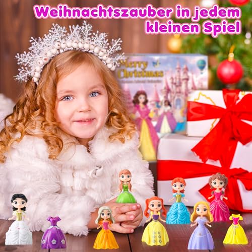 Prinzessin Adventskalender 2025 Mädchen – 24 Tage Weihnachtskalender mit Verformbaren Spielzeug Figuren & Kleidung Ideal für Klassenbelohnungen