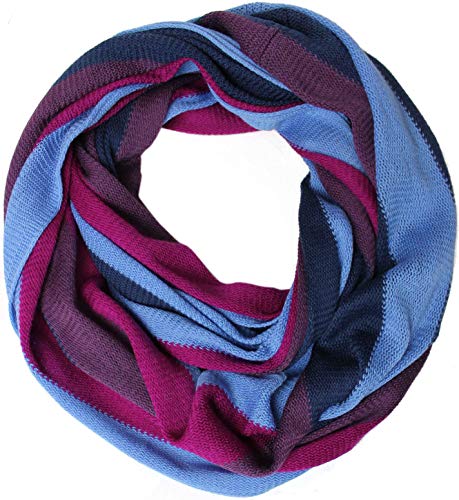 Écharpe tricotée à rayures violettes et bleu marine pour vos sorties d'hiver