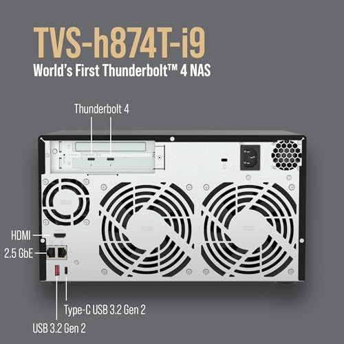 Image of QNAP TVS-h874T-i9-64G-US 8 Bay High-Speed Desktop NAS with Intel 12th Gen CPU, up to 64GB DDR4 Memory, Thunderbolt 4 and 2.5GbE connectivity (Diskless)