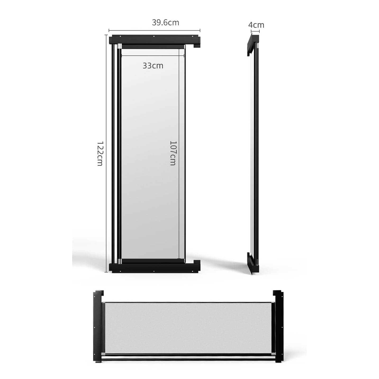 Specchio orientabile per armadio, specchio a figura intera, pieghevole, telescopico, estraibile, adatto per camera da letto, spogliatoio, guardaroba (bianco, 120 x 40 cm)