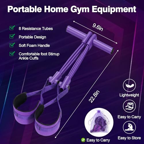 Resistance Bands with Handles, 8-Tube Multifunctional Exercise Bands for Full Body Workout, Strength Training Bands for Arms, Legs, Abs & Home Gym