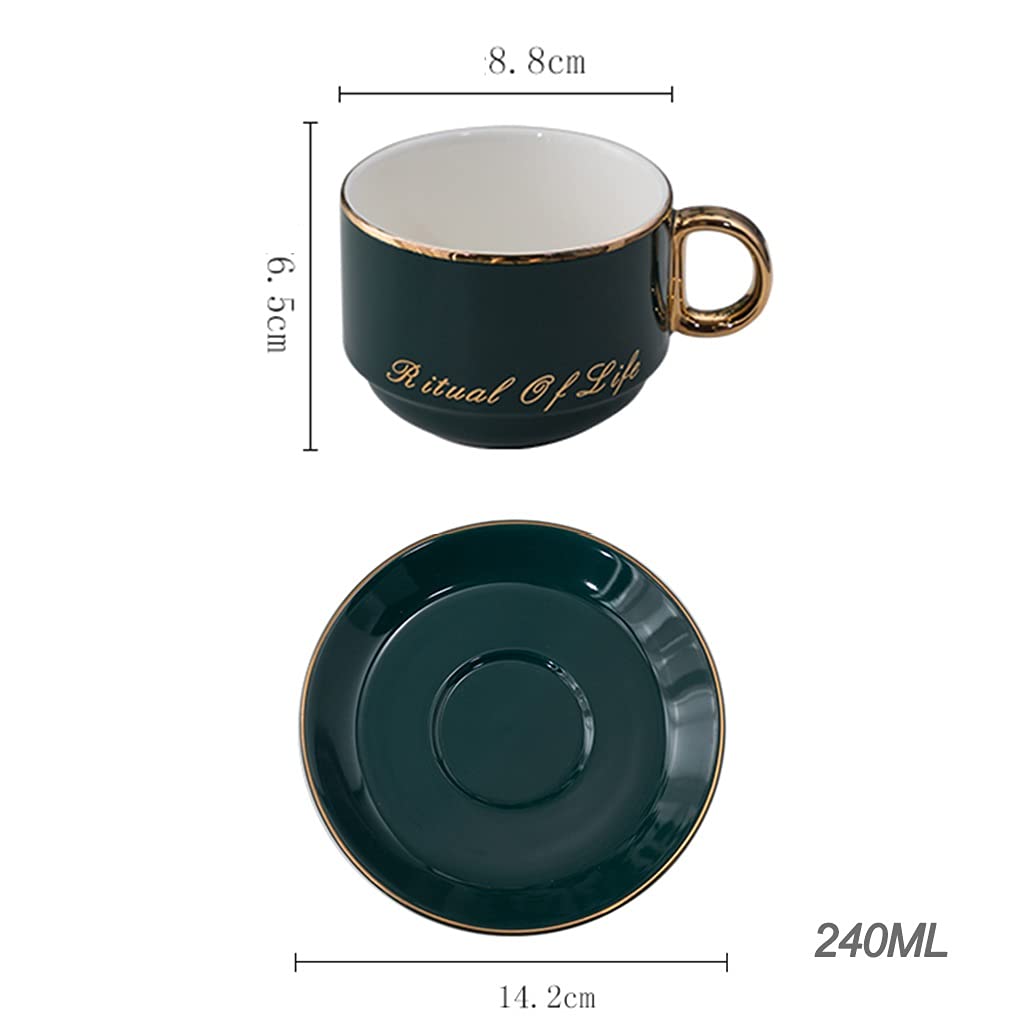 Porzellantasse madchen, Porzellanbecher 8 Unzen für Spezialkaffeegetränke, Latte, Café Mokka und Tee, Becher Geschenk Set für Männer Frauen Dad Mom, Porzellan-Tee Set mit Goldbesatz ( Color : White )