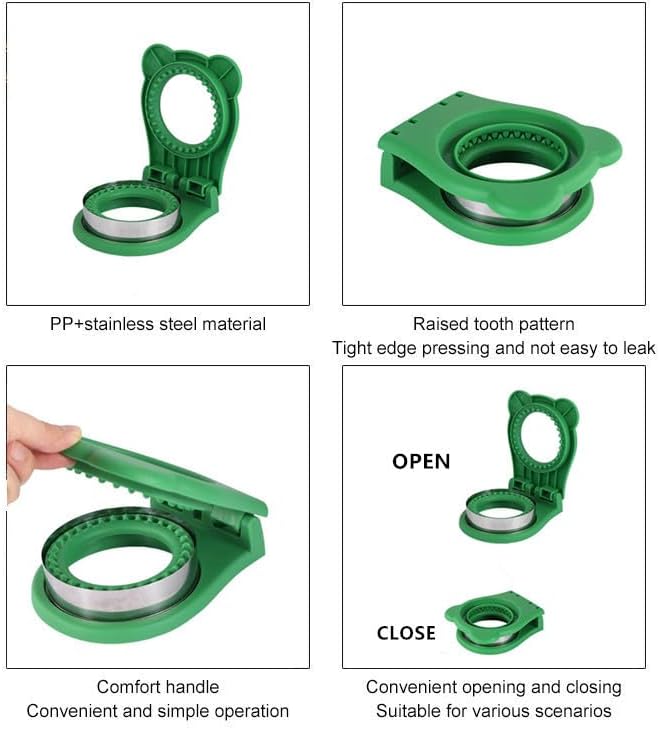 CHICHAUS Uncrustable Sandwich Maker,Sandwiches Pocket Circle Shape 3.7Inch Sandwich Cutter and Sealer,Sandwich Cutter for Kids Breakfast and lunchboxes (Green) — view 6