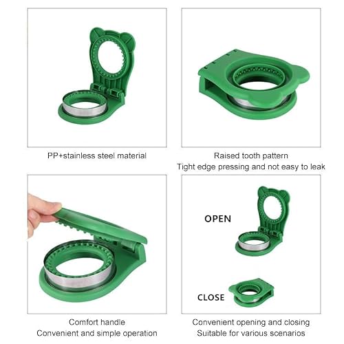 CHICHAUS Uncrustable Sandwich Maker,Sandwiches Pocket Circle Shape 3.7Inch Sandwich Cutter and Sealer,Sandwich Cutter for Kids Breakfast and lunchboxes (Green)