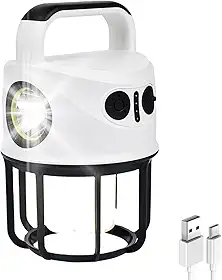 Lampião LED 2 em 1 Lâmpada para Acampamento Luminária e Lanterna de Mão Recarregável USB Iluminação Camping Barraca Pesca Trilhas Multiuso Acampamento Pesca Trilhas Manutenção Emergências Portátil