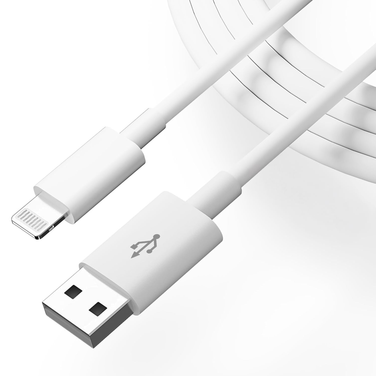 DR VAKU® 1Meter USB A to Lightning Cable [Mfi Certified] Fast Charger Cable Data Transfer for iPhone 14/13/12/11/X/XS/XR/8/Plus, iPad Mini/Pro/Max, USB Type-A Power Delivery Cord- White-picture-10