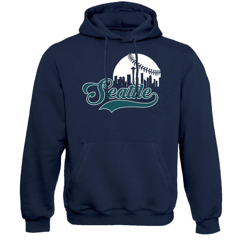 Xtreme Apparrel Cityscape Skyline Men's Hoodie Sweatshirt for Baseball Fans