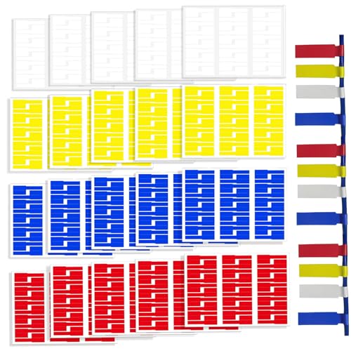 600 Stück Kabeletiketten 4 Farben Selbstklebend Beschreibbar Kabelkennzeichnung Wasserdicht Reißfest Kabelmarkierung für Kabelmanagement und Tägliche Markierung