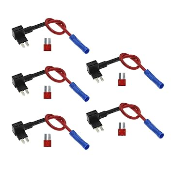 5PCS 12V MINI SMALL MEDIUM Size Car Fuse Holder Add-a-circuit TAP Adapter with 10A Micro Mini Standard ATM Blade Fuse (Micro-2)