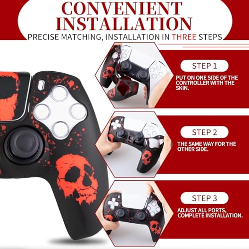 Coque en silicone pour manette PS5 avec motif ghost effrayant - 3
