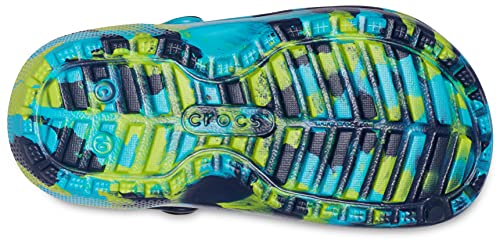 Crocs Unisex Child Kids' Classic Marbled Tie Dye Lined | Kids' Slippers Clog, Navy/Multi, 11 Little Kid Us #TOP2