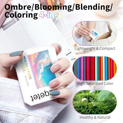 Esmalte de uñas en gel Ombre 9 colores con esponjas y pincel miniatura 3