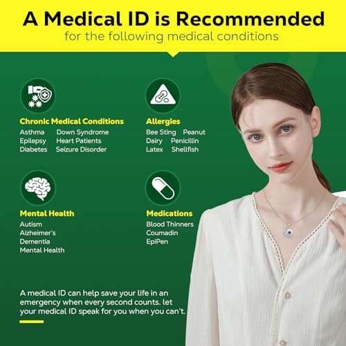 Medical Alert Necklace for Women - Stainless Steel Medical Necklace Engraved QR Code - More Space Custom Online Emergency Info4