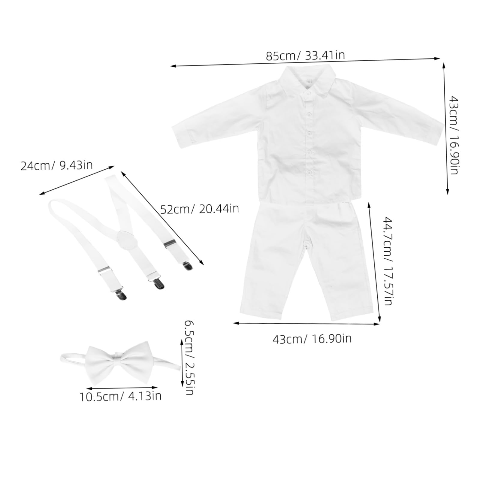 FRCOLOR de Manga Larga con Pajarita y Tirantes Pantalones para Eventos y Bodas