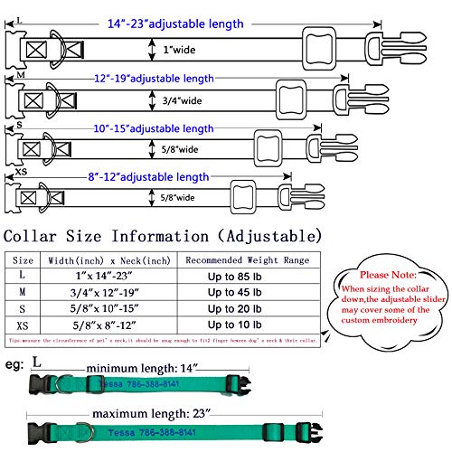 Flowertown Personalized Dog Collar With Embroidered Name And Phone Number, Custom Dog Id Collars 4 Adjustable Sizes With Safety Release Buckle And D-Ring (Normal), Blue #TOP5