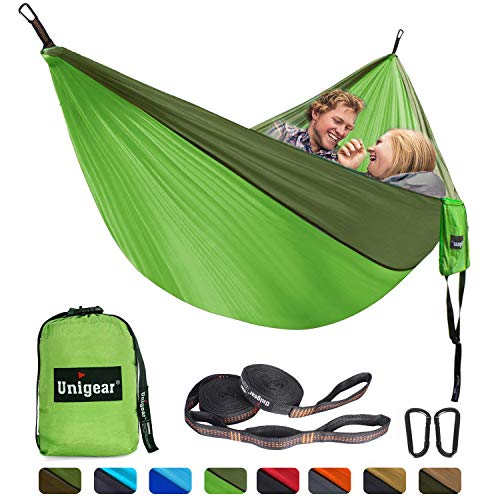 Unigear Camping Hammock Double and Single, Portable Lightweight Parachute Nylon Hammock with Tree
