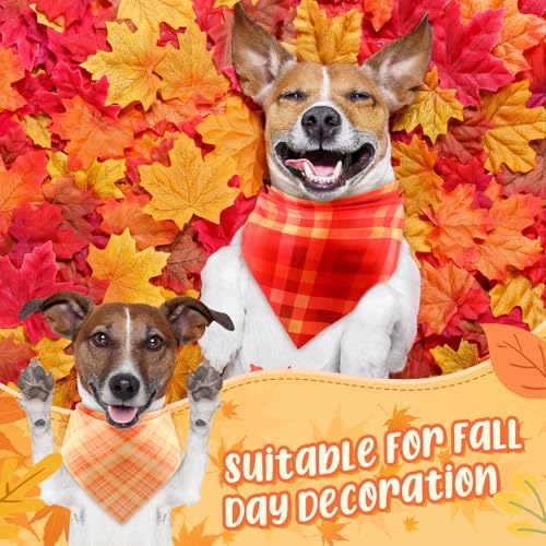 Image of Abbylike 50 Pcs Fall Plaid Dog Bandanas Bulk, Autumn Gingham Pattern