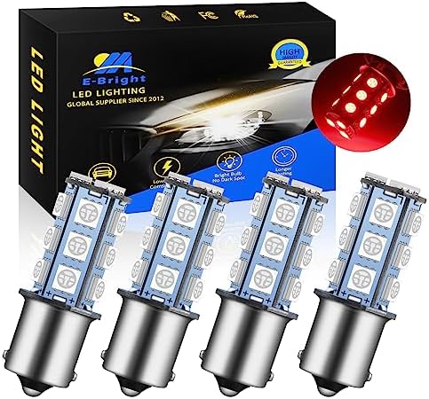 EverBright 1156 BA15S Led Turn Signal Light Bulb 1141 1073 7506 Base LED Replacement for RV Camper SUV MPV Car Reverse Backup Corner light 18SMD 5050Chips DC-12V,Red, Pack of 4