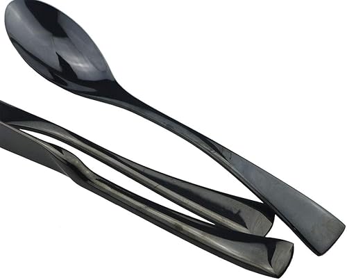 Miniatura 2 de JASHII Juego de cubiertos de cuchara de mesa con acabado brillante, 8 piezas de acero inoxidable pesado, juego de utensilios de cocina para 8,