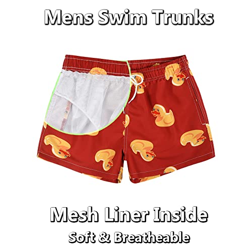 Men's Duck Swim Trunks Bathing Suits Swimming Shorts with Mesh Liner3