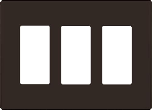 LIDER LSWP-33M-BR - Cubierta decorativa para interruptor de acabado mate, placa de pared sin tornillos, tamaño mediano de 3 segmentos, 4.88 x 6.77