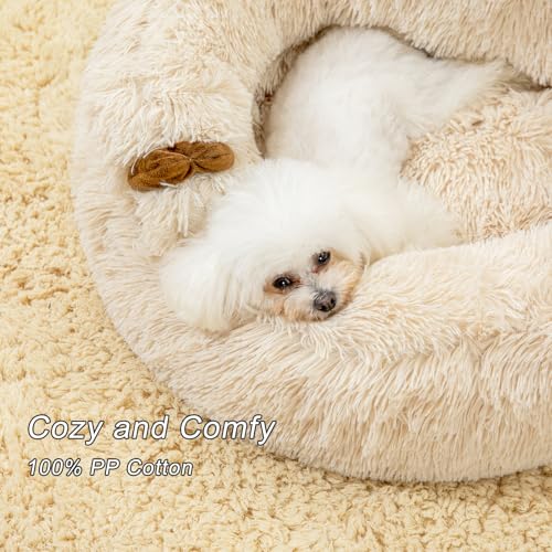 Jiupety Hundebett Flauschig in Kamelform, Donut Hundebettn Kleine Hunde, Orthopädisches Hundebetten Größe L (69 x 69 x 36 cm), Dog Bed Hundebett Waschbar, Hundehütte Indoor, Kamel