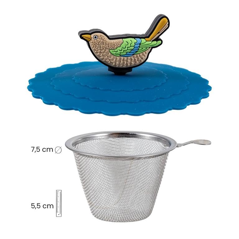 DRW Lot de 6 tasses à infusion avec filtre en acier inoxydable Voleur de fraises Tasse : 8 x 8 x 10 cm