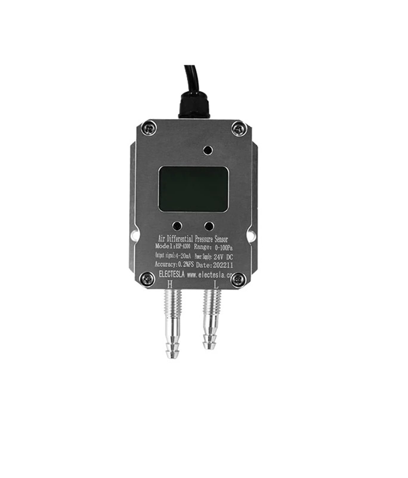 Transmisor de sensor presión diferencial aire, gas y viento 4-20 mA Alta precisión(200Pa)