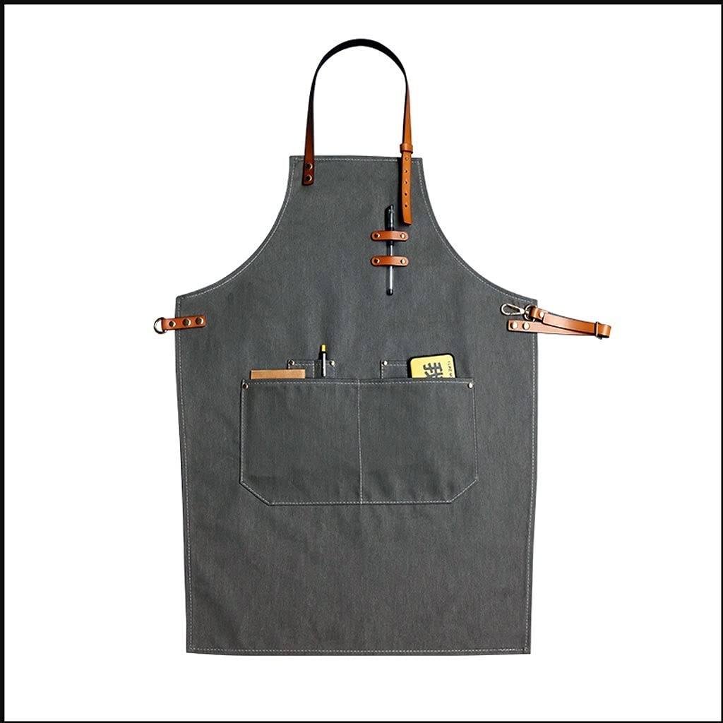 Delantal Chef Delantalthin Light Denim Delantales Straps Ajustable Hombro y Pocket Grande Delantal Cocina Grill Barbería Barista Unisex Fácil de Limpiar (Color : B, tamaño : Medium 20.8 * 31.4)