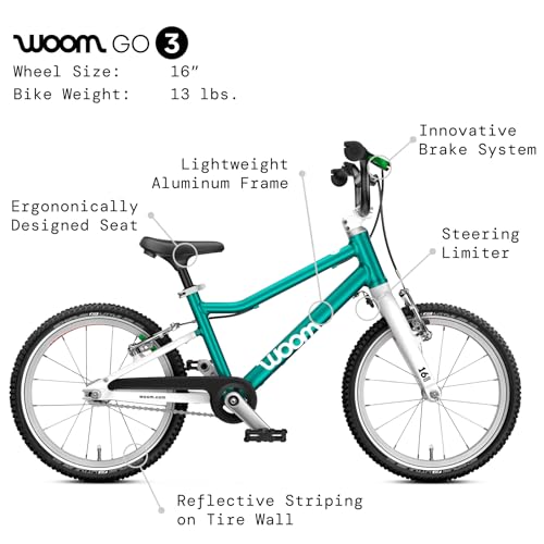 Image of woom GO 3 & GO 3 AUTOMAGIC Kids Bike, 16 Inch Lightweight, Ages 4-6