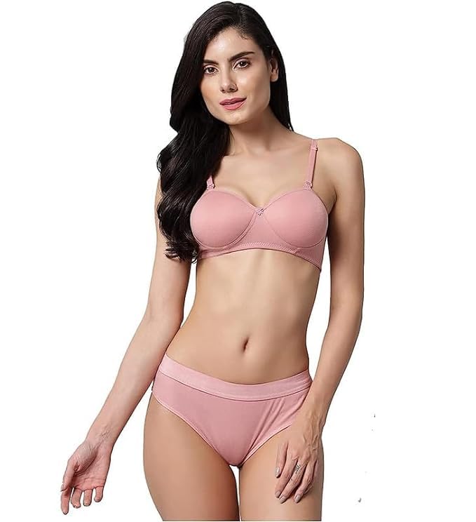 Image of Women Cotton Honeymoon Balconette Lightly Padded Bra Panty Set Women Everyday Lingerie Set Push up Bra Panty Set Panty Bra Set for Women