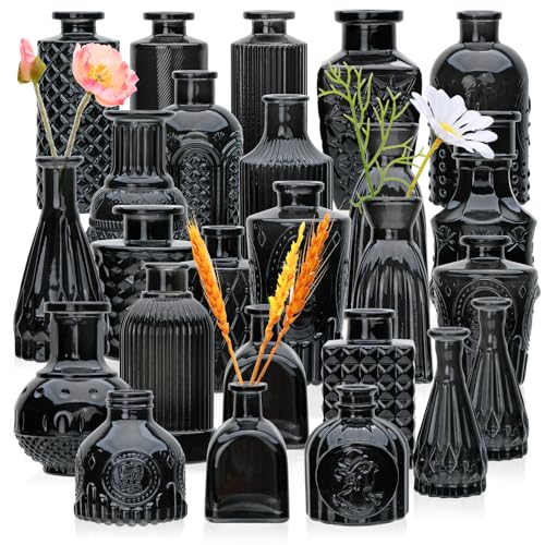Brajttt Bud Vase Set of 25 Black Vases Glass Bud Vases in Bulk
