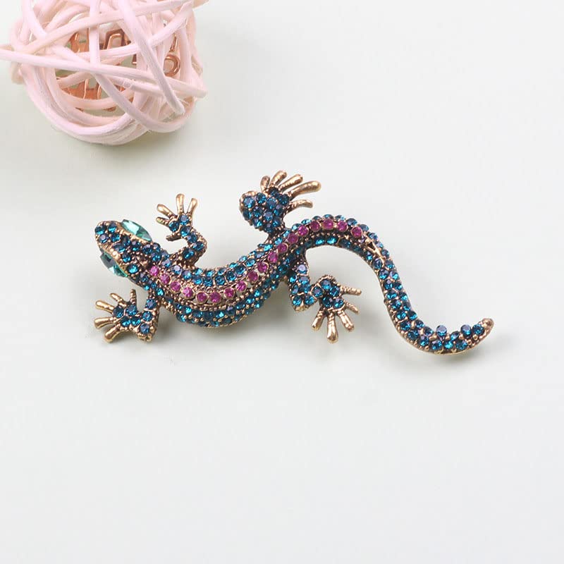 Image of Opexicos 2Pcs Funny Lizard Diamond Gecko Party Pin Clothes Jewelry Vintage Metal Brooch