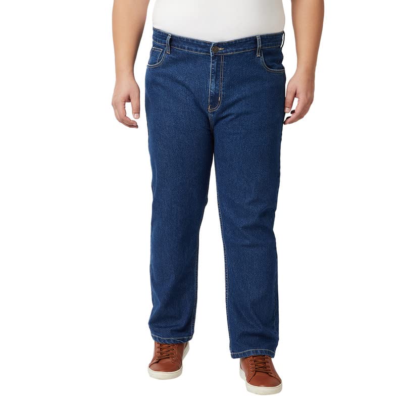 Zush Men's Dark Blue Color Regular Fit Plus Size Stretchable Mid Rise Jeans