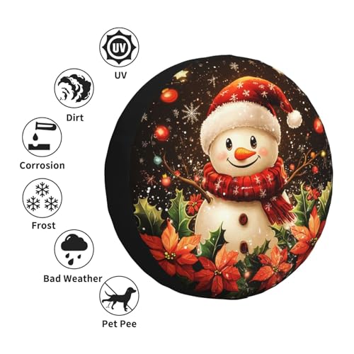 Image of Christmas Snowman Spare Tire Cover Winter Weatherproof Universal Wheel Protectors Christmas New Year Wheel Covers for Rv Camper Travel Trailer SUV Truck 17 Inch Holiday Xmas Decor