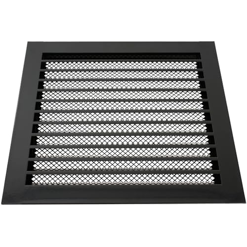 Image of Repa Market 12 x 12 Inch (Duct Opening Size) Black Galvanized Steel Gable Vent - Shed Vents with Screen - Square Wall Vent - Outside Vent Covers for House - Ceiling Air Vent Covers - Return Air Vent