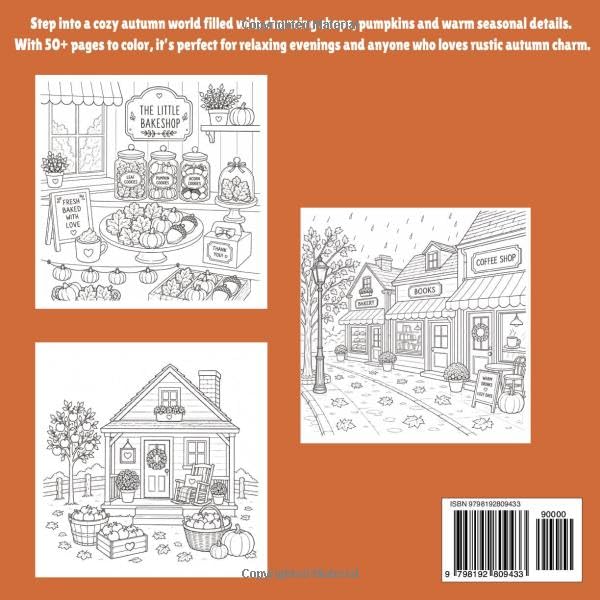 Autumn Coloring Book for Adults: 50+ Cozy Autumn Shops, Cafés & Charming Fall Scenes image 3