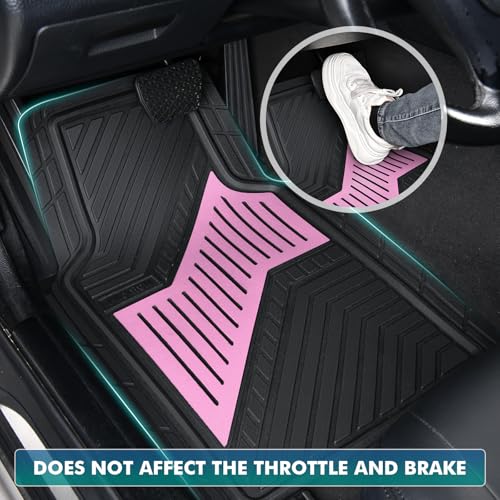 FLORICH Car Floor Mats, Heavy Duty All-Weather Floor Mats for Cars, Deep Dish Car Mats with Anti-Slip Backing, Waterproof Universal Full Set 4PCS, Trim-to Fit Floor Mats for Cars Trucks SUV Vans(Pink) by FLORICH - Used condition - Image 4