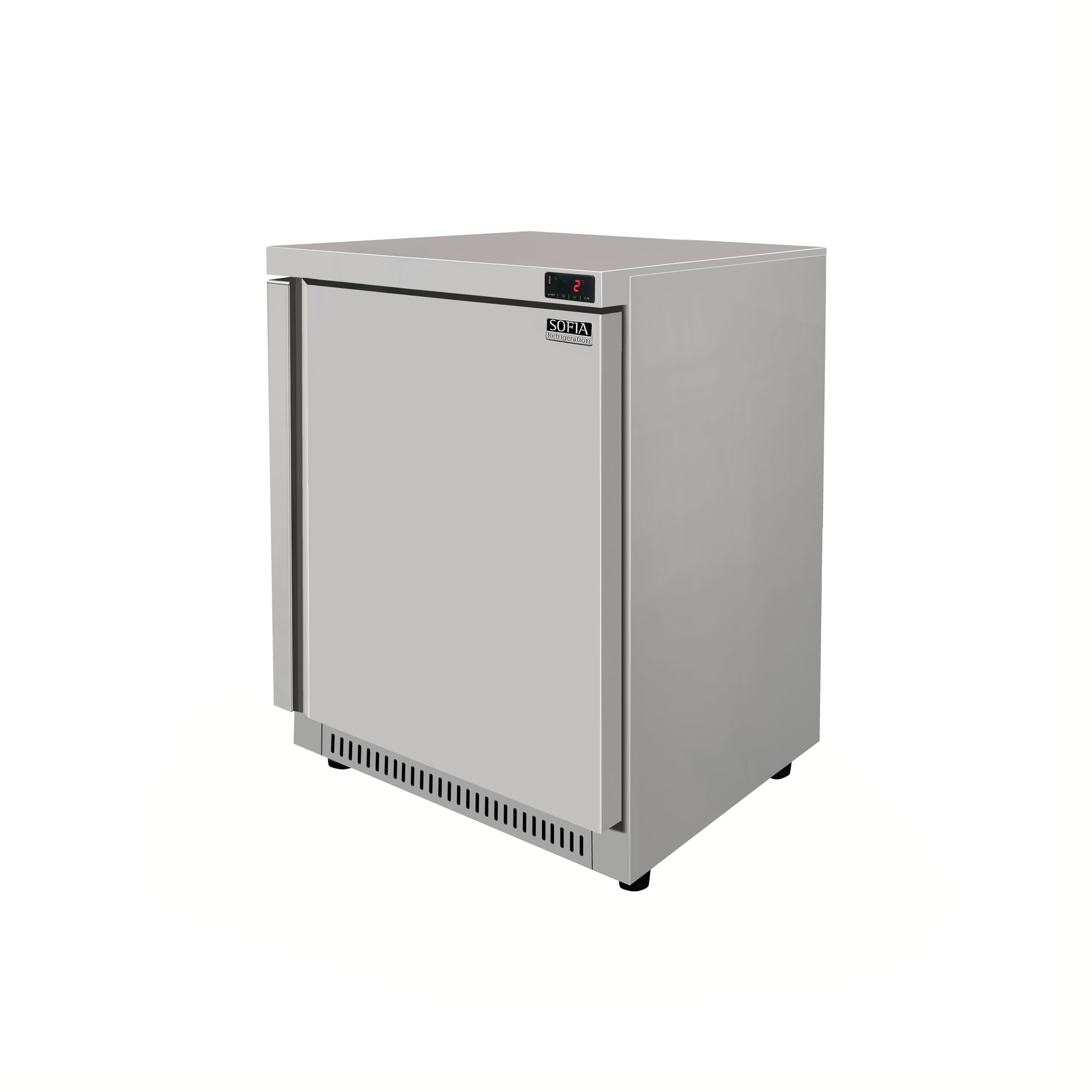 Sofia Refrigeration Commercial Refrigerator Under Counter Single Door Chiller, Stainless Steel, Small Refrigerator Low Noise, Energy Efficient 130 Litres Net Capacity