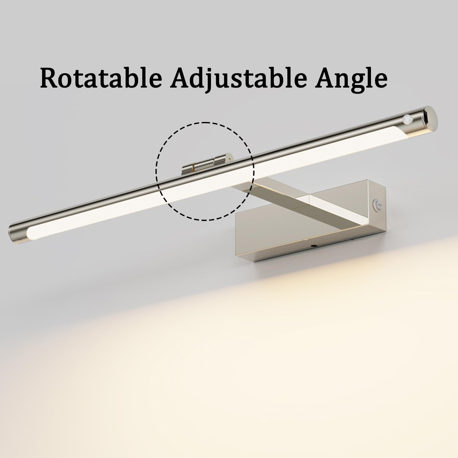 LED Lámpara de Espejo Baño Giratorio Apliques de Pared con Sensor de Movimiento Moderno Iluminación de Pared con Interruptor Cuadros Maquillaje Sala de Estar Dormitorio (Luz Cálida Plateada,50cm)