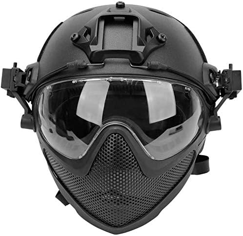 F22 PJ Tactical Fast Helmet, Detachable Mask and Goggles, Cosplay Tactical Riding Airsoft Full Face Protective Helmet