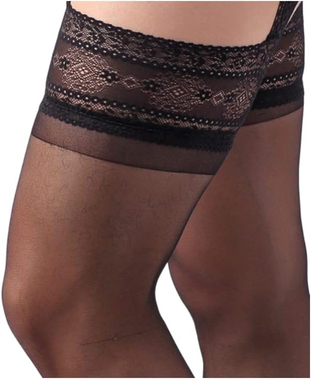 Manguo Mens Lace Tights Fishnet Thigh High Suspender Stockings Pantyhose for Men - Image 4
