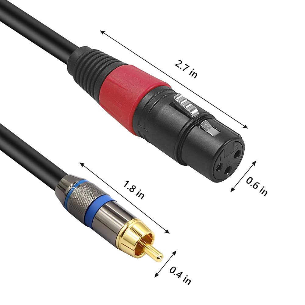 YABEDA Kabel XLR do RCA, trwały podwójny żeński XLR do podwójnego RCA HiFi Stereo Audio Złącze mikrofonowe Kabel połączeniowy - 3 stopy