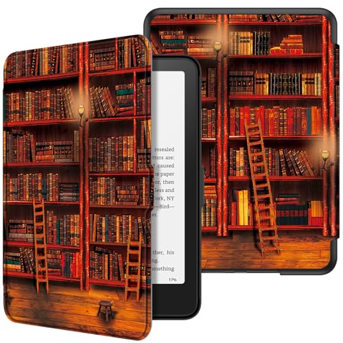 Image of Fintie Case for 7 inch All-New Kindle Paperwhite (12th Generation, 2024) and Kindle Colorsoft Signature Edition - Slim Lightweight Shell PU Leather Protective Cover with Auto Sleep /Wake, Library