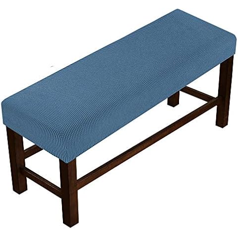 LINGKY Bench Covers High Stretch Bench Slipcover Rectangle for Dining Room Bench Cushion Covers Indoor Bench Cushion Slipcovers Thicker Jacquard Non Slip with Security Straps (Dusty Blue,Large) Cover