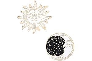 Celestial Starry Moon and Sun Brooch Pin Set for Women