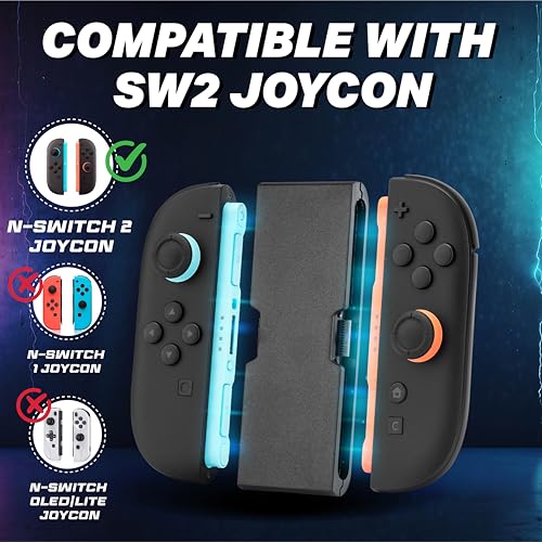 Image of NiTHO Charging Grip for Switch 2 JoyCon with 3M USB-C Cable, Ergonomic Controller Charger Handle Grip for Nintendo Switch 2, Compact Clip-In Charging Grip Holder, Play While Charging